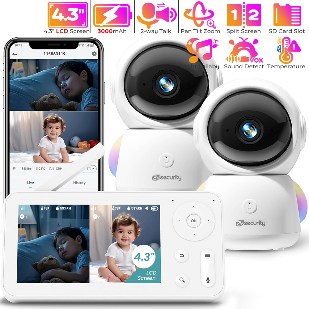 Audio Music Videos - 2K Baby Monitor with 2 Cameras