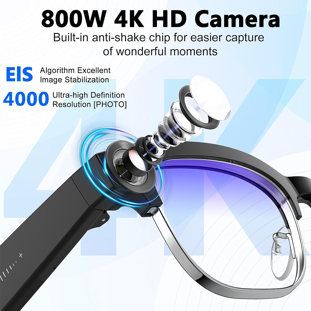 4K Smart AI Glasses 8MP Camera - Audio Music Recording ulasan dan harga