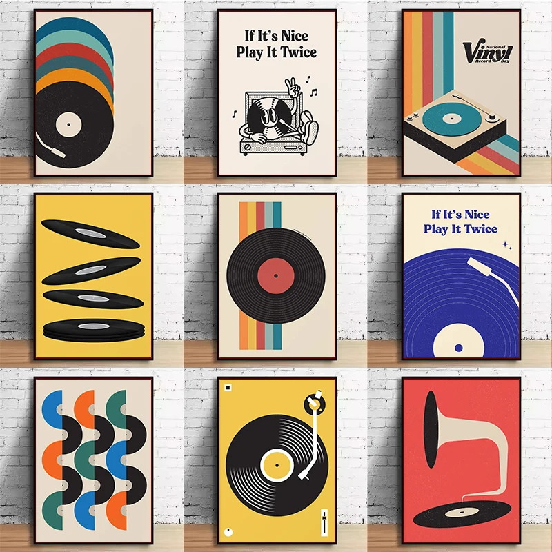 Mid Century Vinyl Record Canva - Audio Music Recording ulasan dan harga