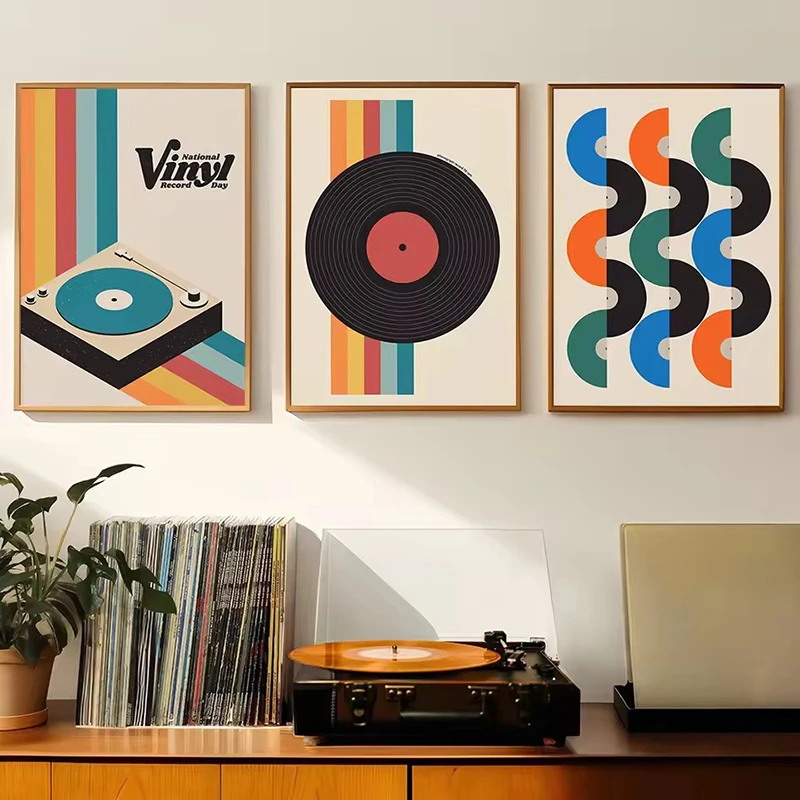Mid Century Vinyl Record Canva - Audio Music Recording ulasan dan harga